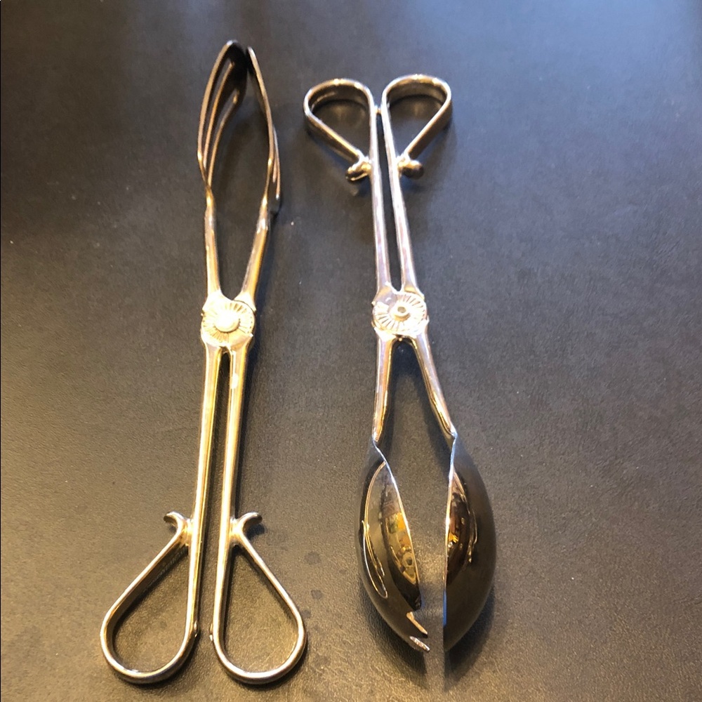 Silver Pair of Decorative Serving Tongs